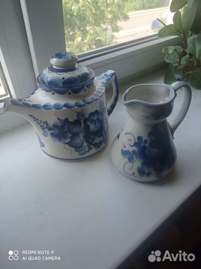 Чайник заварочный и сахарница СССР гжель