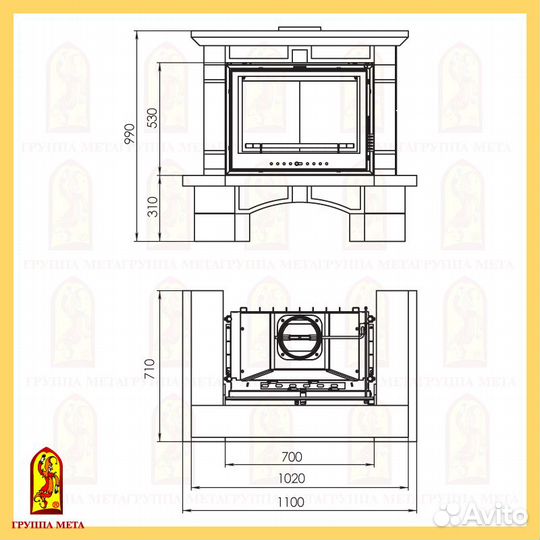 Облицовка Каминная Лира 700 кантри