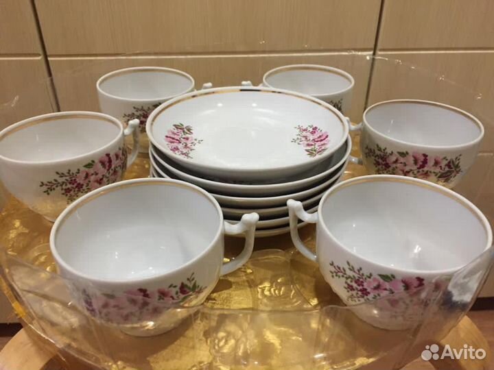 Чайные пары фарфоровая фабрика Вербилки