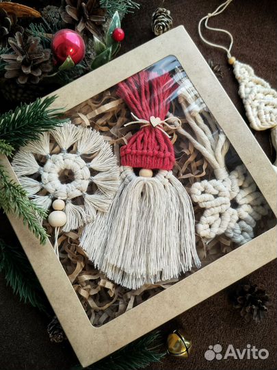 Новогодний подарочный набор макраме