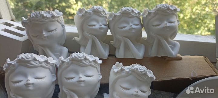 Гипс брак кашпо девочка домик