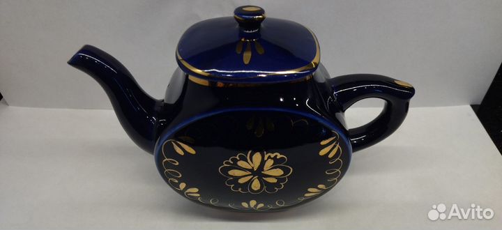 Чайник заварочный 600мл.кобальт, позолота гжель