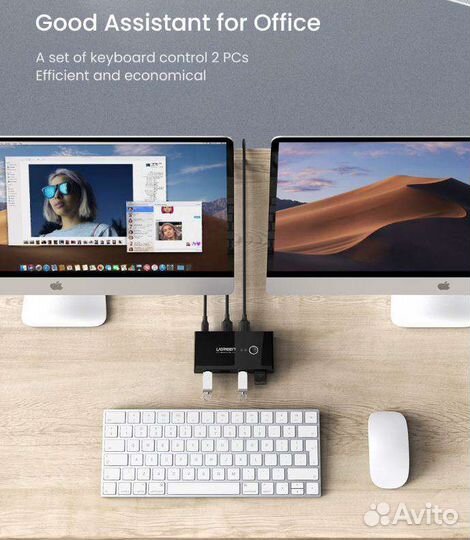 KVM переключатель Ugreen USB 3.0, 4 порта+Гарантия