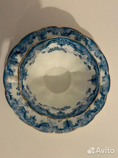 Тарелка и чайная пара, английский костяной фарфор