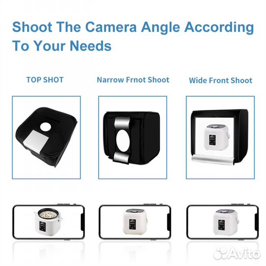 Фотобокс для домашней фотосъемки 40х40 см + фоны