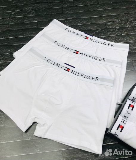 Трусы мужские tommy hilfiger белые хлопок арт.969