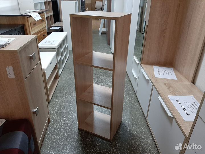 Стеллаж узкий 3 секции дуб сонома