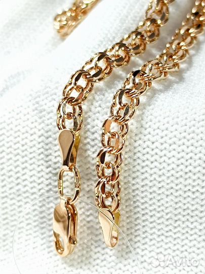 Золотой браслет Бисмарк, пустотелый, замок карабин, длина 19 см, вес 2,84г