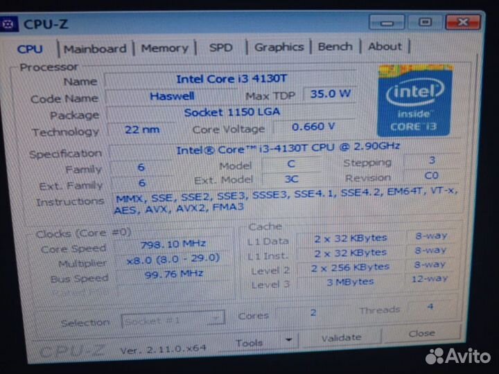 Процессор intel core i3 4130t