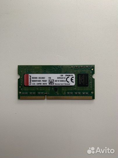 Оперативная память So-dimm Kingston ddr3l 4gb