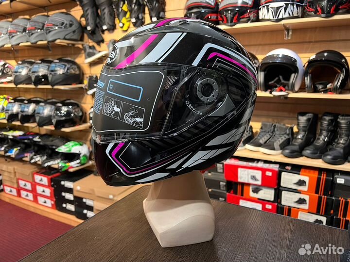 Модуляр шлем для езды на мото розовый