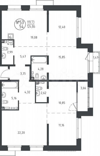 5-к. квартира, 124,9 м², 9/10 эт.