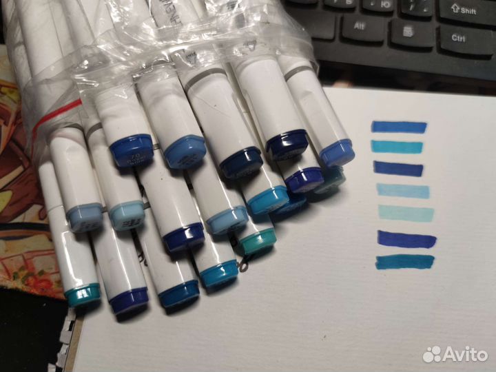 Маркеры спиртовые синие 18 шт