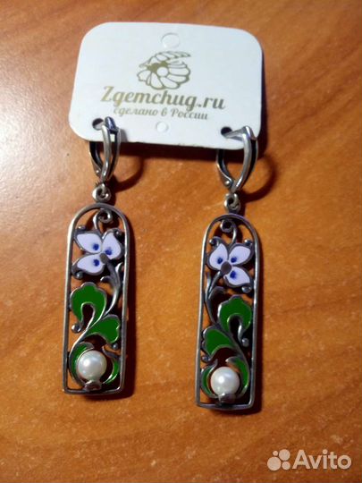 Серьги посеребрение, натуральные камни