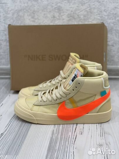 Кеды Nike Blazer Mid Off White swoosh премиум