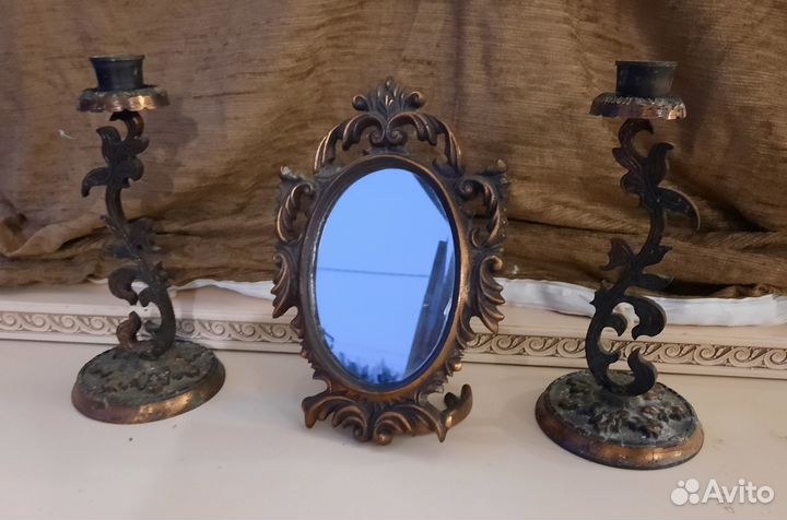 Набор два подсвечника и зеркало