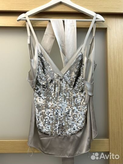 Шелковый топ с пайетками dolce & gabbana