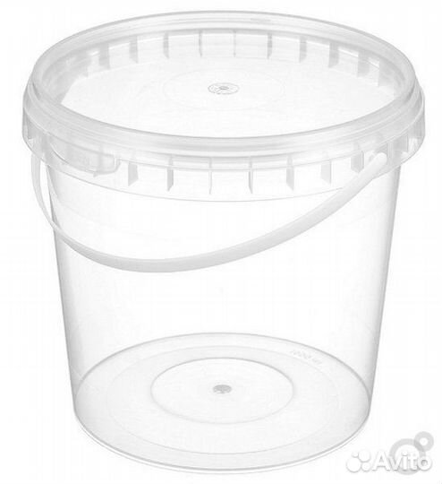 Ведро пищевое с крышкой и ручкой 1 литр, прозрач