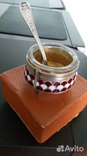 Солонка мельхиор с эмалью СССР