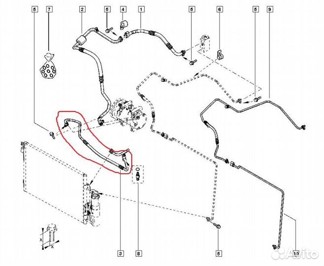 Трубка кондиционера Renault Duster легковой