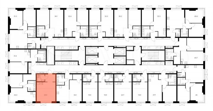 Квартира-студия, 25,5 м², 20/33 эт.