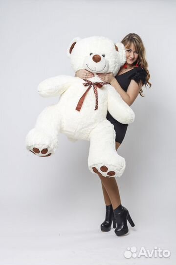 Мягкая плюшевая игрушка мишка Тони 150 см молочный