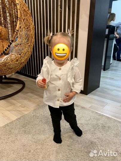 Белая Рубашка для девочек zara.86р.1шт