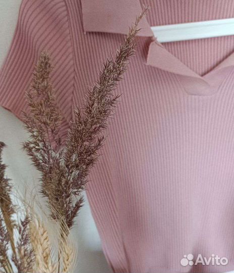 Топ женский розовый в рубчик