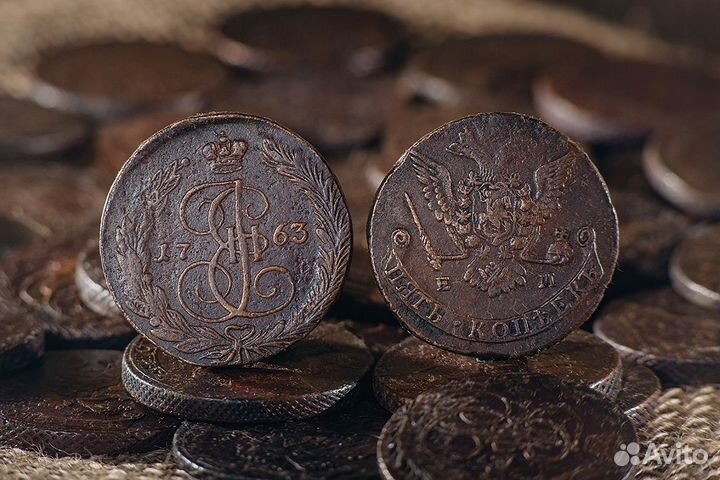 Монета 5 копеек Екатерины 2