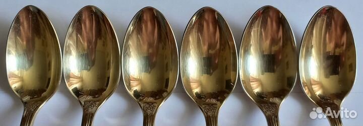 Ложки Роза десертные позолота. СССР