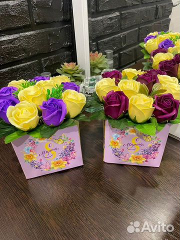 Букеты из мыльных роз на 8 марта