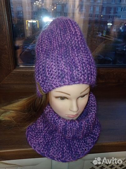 Снуд и шапочка комплект вязаный