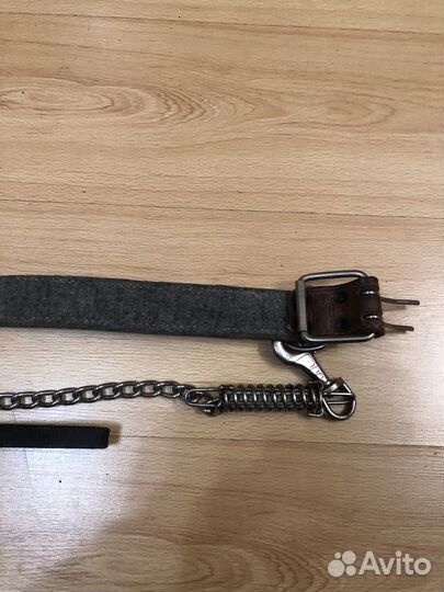 Кожанный ошейник с поводком и намордником