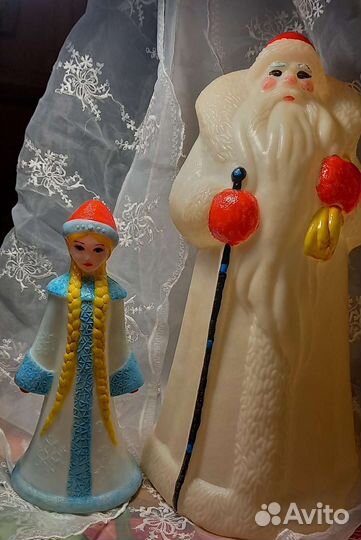 Дед мороз и снегурочка СССР пластик