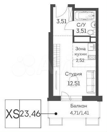 Квартира-студия, 23,5 м², 21/24 эт.