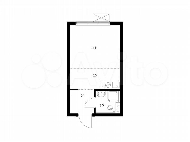 Квартира-студия, 22,9 м², 2/13 эт.