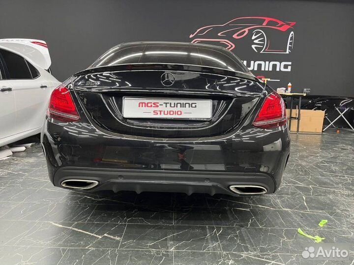 Спойлер черный глянец Mercedes C-class W205