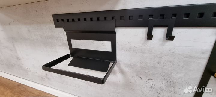 Рейлинг черный матовый 60 см с навесками и крючкам