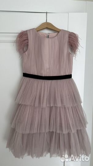 Нарядное платье с перьями Роскошь сдетства 116-122