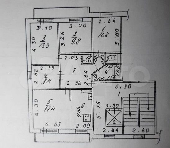 4-к. квартира, 97 м², 8/9 эт.