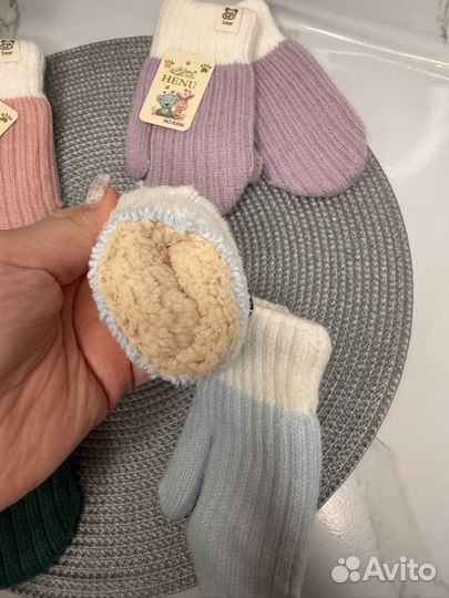 Варежки зимние детские (новые) с подкладом 3 года