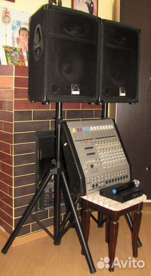 Колонки W15 1200W Микшер-Усилитель Микрофон Стойки