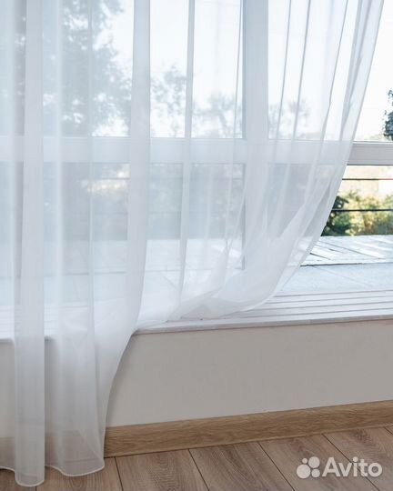 Вуаль белый тюль с утяжелителем органза