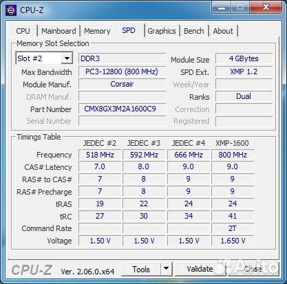 DDR3 2x4gb 1600mhz 2rank CL9-9-9-24 Corsair XMS3