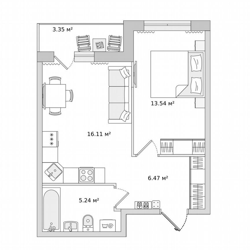 1-к. квартира, 41,4 м², 17/22 эт.