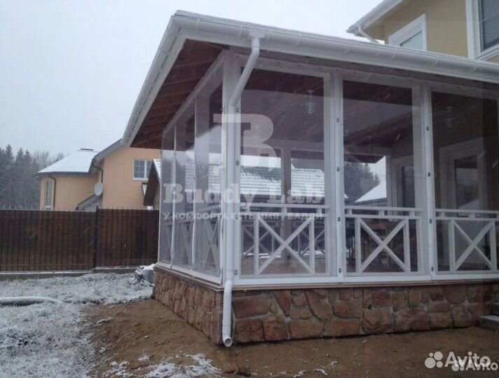 Мягкие окна с москитными сетками для беседки