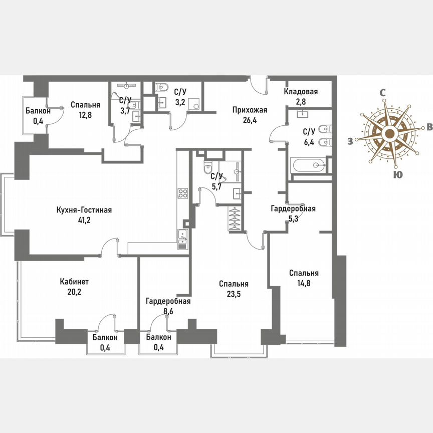 4-к. квартира, 175 м², 7/15 эт.