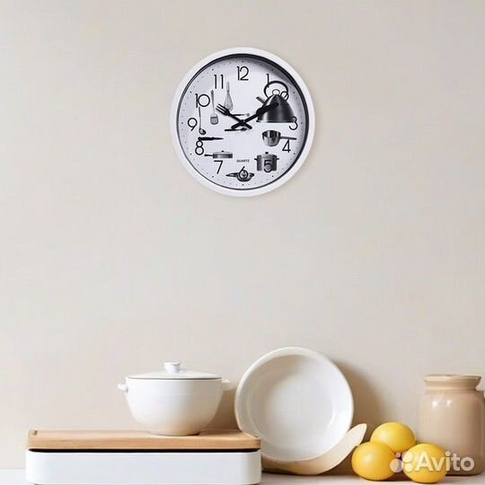 2 шт. Часы настенные, для кухни, 'Кухонные приборы', плавный ход, d-20 см