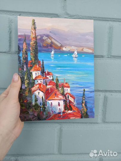 Море картина маслом пейзаж летний море лодки