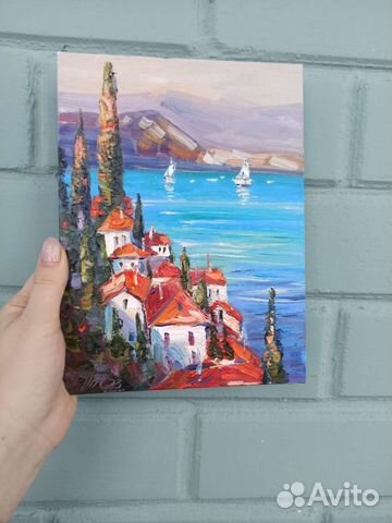 Море картина маслом пейзаж летний море лодки